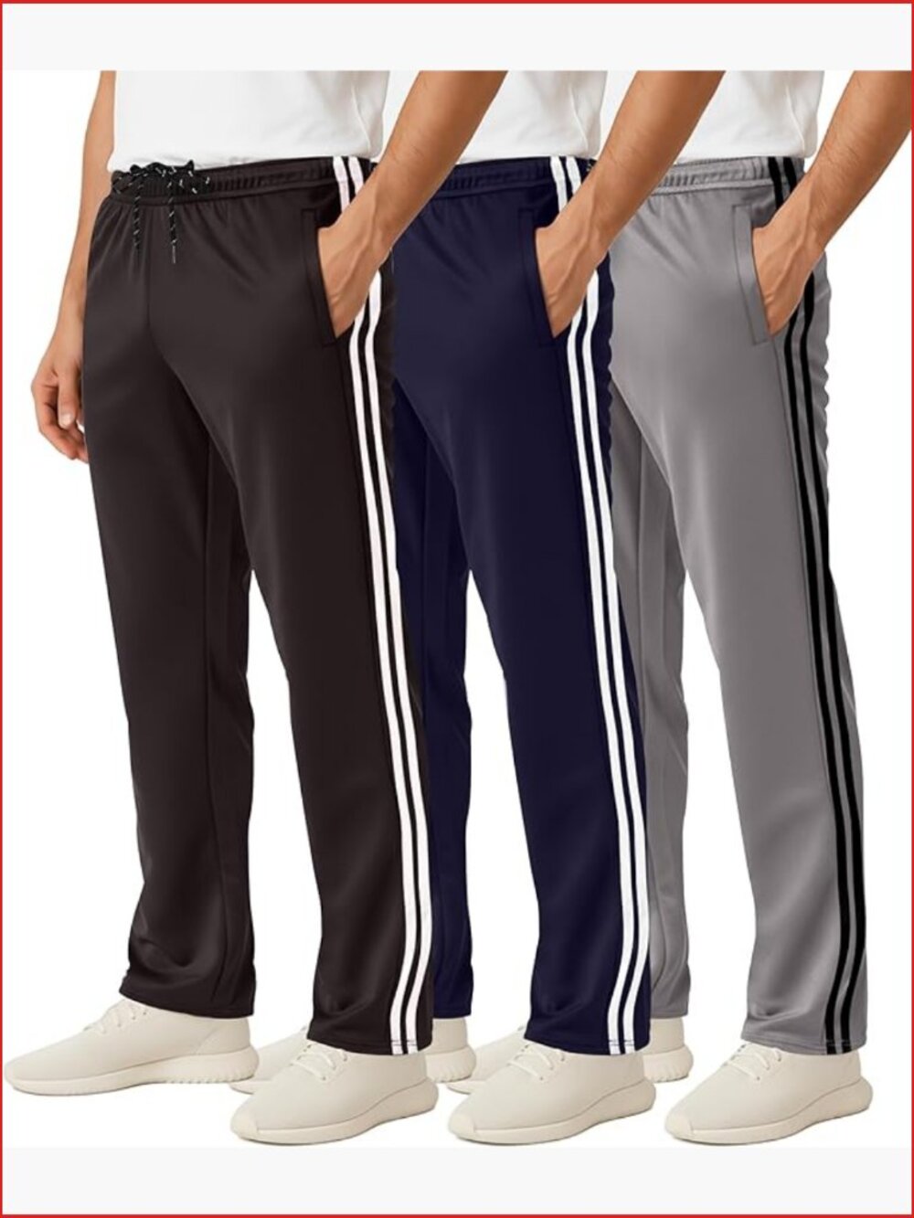 3 Pack Men's Mesh Open Bottom Sweatpants with Pockets Big & Tall
